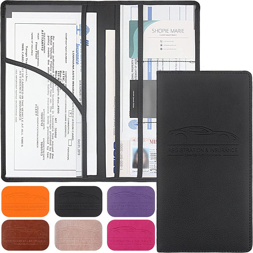 Premium Car Registration & Insurance Card Holder, Black