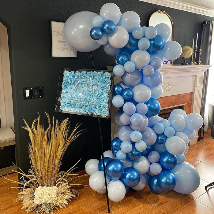Blue Balloons Metallic Blue Balloon, 60Pcs 12Inch Chrome Blue Balloons Kit Macaron Light Pearl Navy Blue Latex Balloons 