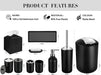 Black Bathroom Accessories Set, 10Pcs Bathroom Accessory Set with Trash Can, Soap Dispenser and Toothbrush Holder, Soap 