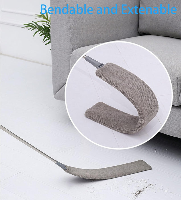 Upgraded Under Appliance Cleaning Gadgets, Microfiber Gap Duster, Skinny Flat Duster with Extendable Pole 26-55 Inches, 