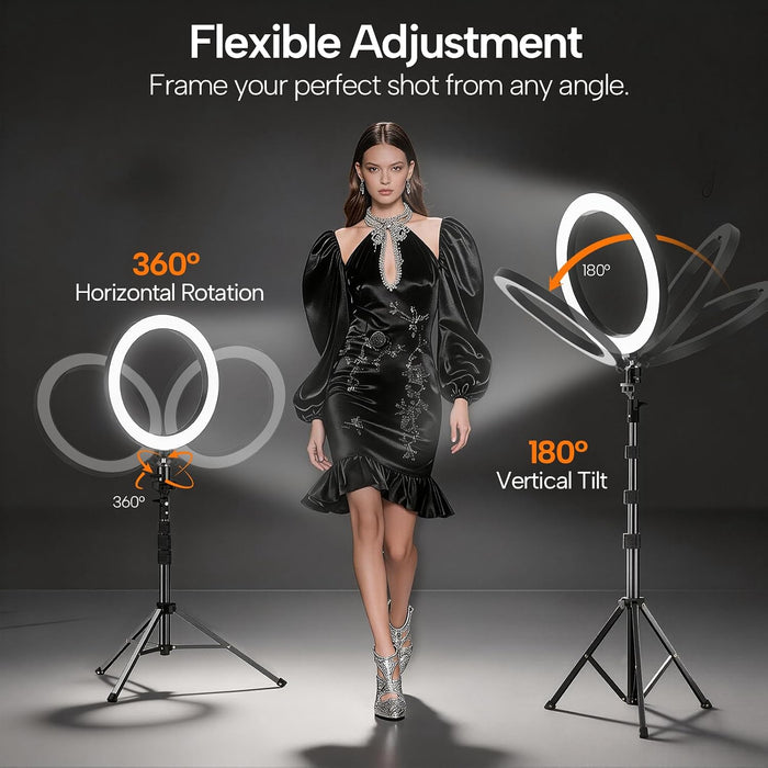 10" Ring Light with 55" Extendable Tripod Stands and Phone Holder