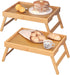 2 Pack Bamboo Bed Tray Table with Folding Legs,Breakfast Trays,Serving Tray for Food and Snack,Laptop Trays for Working(