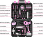 Drill Set, Home Tool Set with 8V Pink Cordless Drill, Hand Tool Kit for Women, 126 pcs