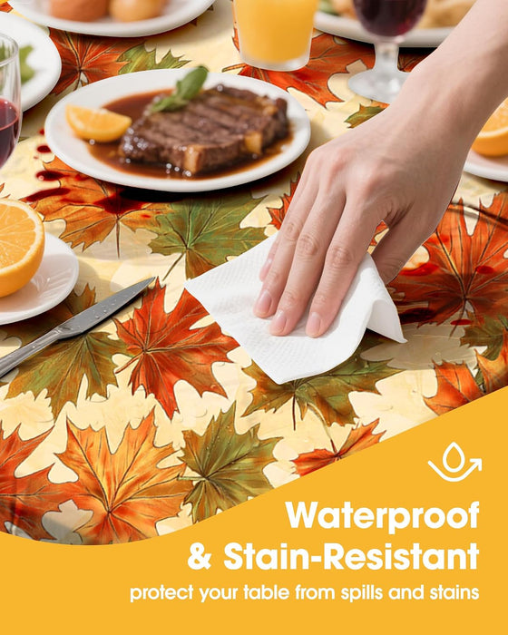 Fall Maple Plastic Table Cloth Disposable, 2 Pack, 54 x 108 in