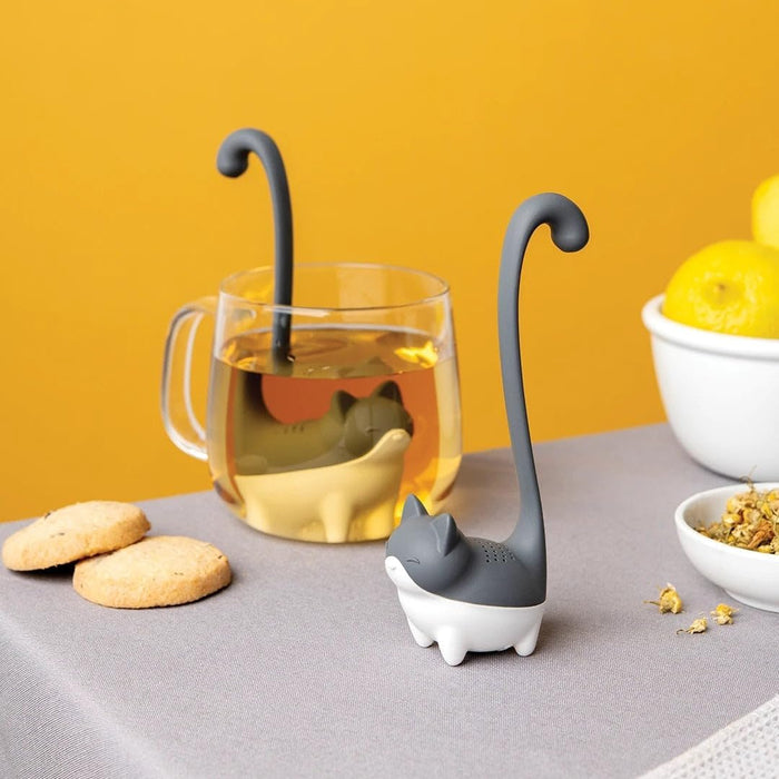 Louie Cat Tea Infuser - Cats Loose Leaf Steeper & Diffuser, Tea Strainer Accessories, Cute Gifts for Cat Lovers, White Elephant Gifts, Cute Kitchen Accessories