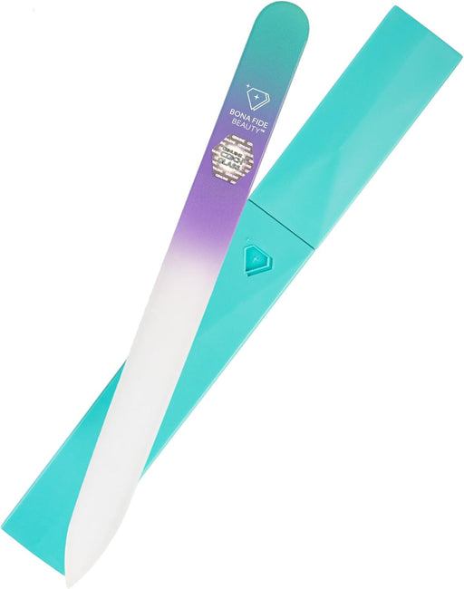 Czech Glass Nail File with Case in Pastel Green Violet