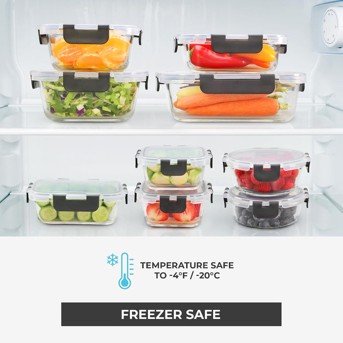 Glass Storage Containers with Lids, 24 Pieces, 12 Containers with 12 Lids, Glass Meal Prep Container for Lunch, Food Sto