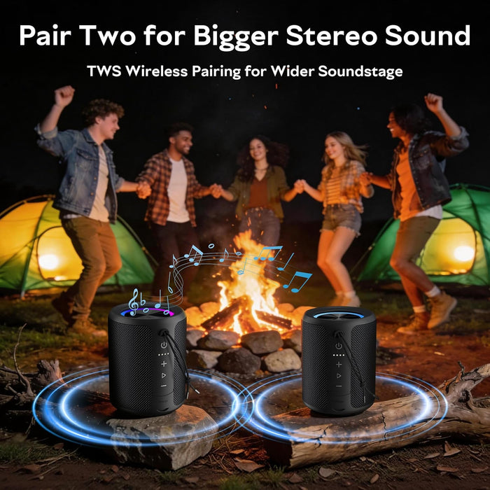 Portable Bluetooth Speaker, IPX7 Waterproof Wireless Speaker with 20W Loud Stereo Sound, 15H Playtime & Beat-Synced RGB 