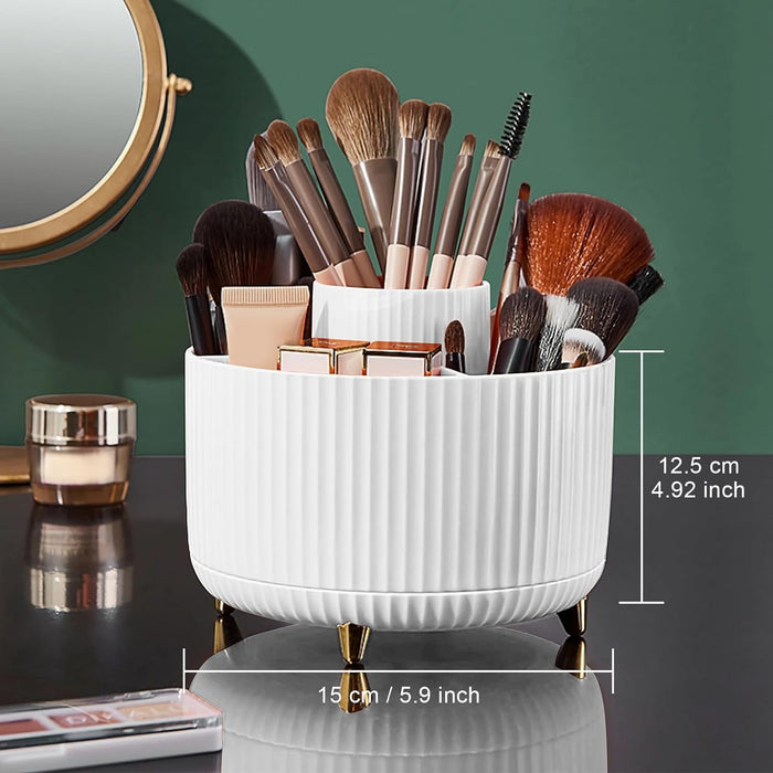 Makeup Brush Holder Organizer,360° Rotating Makeup Brush Organizer,5 Slot Make up Brushes Cup for Cosmetics, Nail Polish