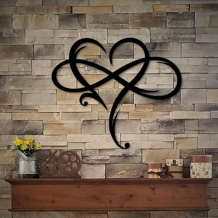 Infinity Heart Wall Decor, Unique Infinity Heart Metal Art Wall Decor Love Sign Steel Wall Plaques Bedroom Ornaments for