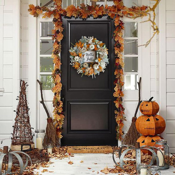 20" Harvest Fall Wreath for Front Door,Pumpkins Berries Autumn Wreaths