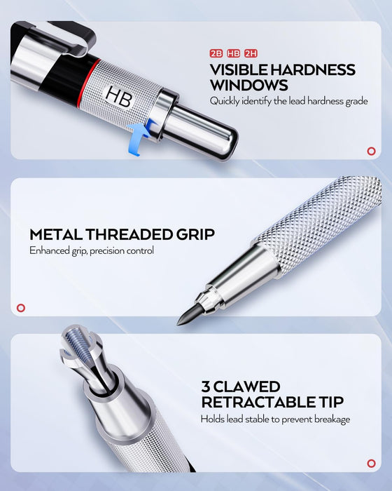 6PCS Art Mechanical Pencil Set, 0.5/0.7/0.9/2mm Point