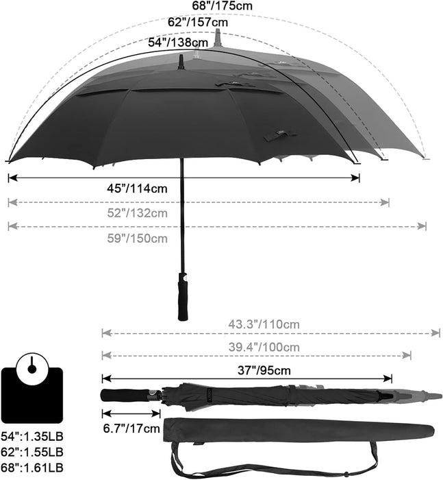 47/54/62/68/72 Inch Golf Umbrella Windproof Auto Open Large Umbrella