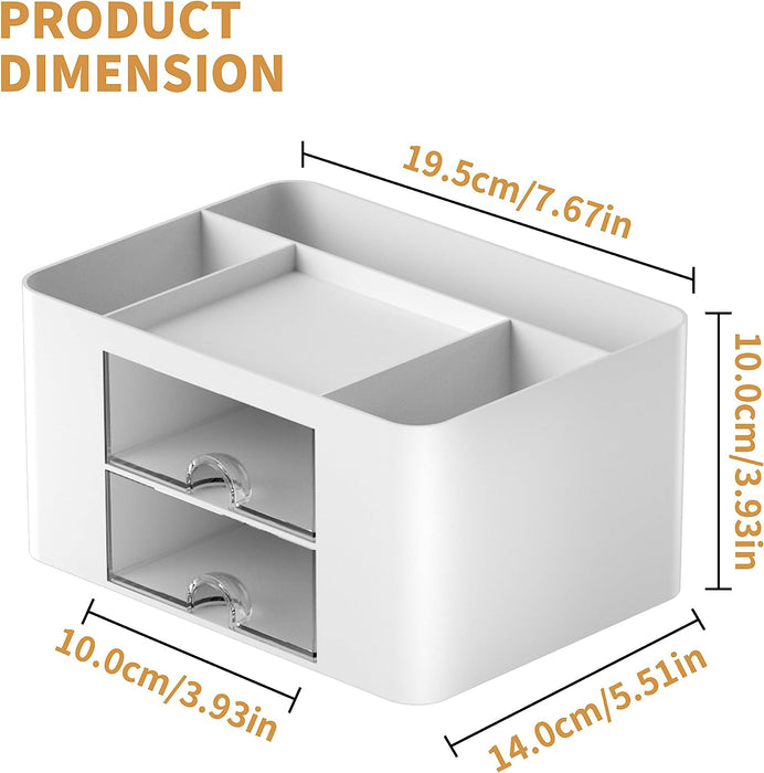 Pen Organizer with 2 Drawer, Multi-Functional Pencil Holder for Desk, Desk Organizers and Accessories with 5 Compartment