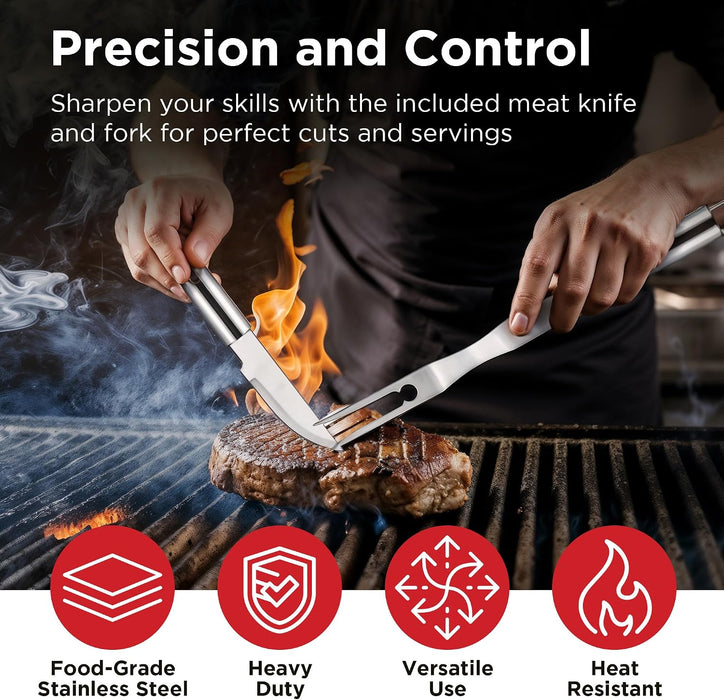 Grilling Accessories, Dad Gifts for Christmas, Heavy Duty Stainless Steel Grill Set BBQ Grill Accessories for Outdoor Gr