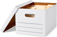Storage/Filing Boxes with Lift-Off Lid, Letter/Legal Size, Collapsible, Tape-Free Assembly, White, 16.2" L x 12.5" W x 1