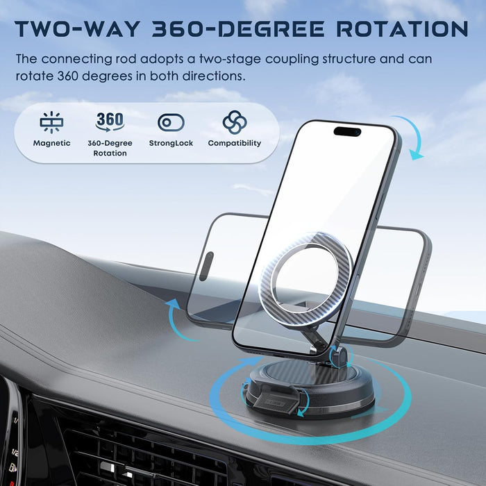 Magnet Phone Holder for Car & Desk, Strong Magnetic Phone Mount with Secure Lock, Universal 360° Rotatable Phone Stand f