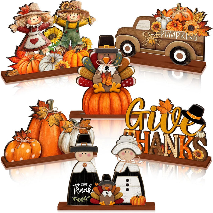 6 Pcs Fall Thanksgiving Table Decor, Cute, Bright Orange