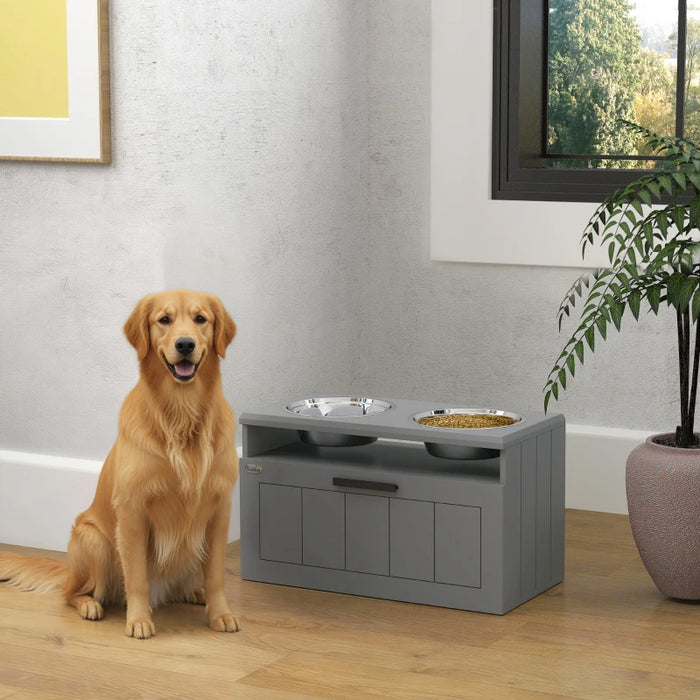 Elevated Dog Bowl Station with Storage