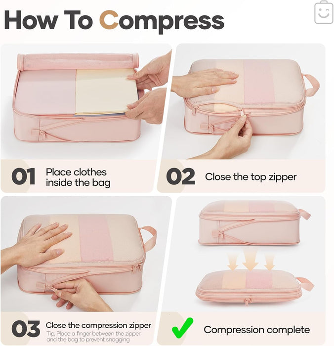 9/11 Set Compression Packing Cubes for Cruise Travel Essentials,Compressible Expandable Luggage Suitcase Organizer Bags 