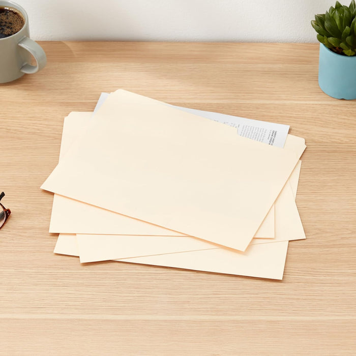 Sturdy File Folders with Reinforced Tabs for Filing and Organization, 1/3-Cut Tab, Assorted Positions, Letter Size, 8.5x11 inches, Manila, 100-Pack