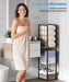 Narrow Towel Storage for Bathroom, 3-Tier Free Standing Bathroom Towel Rack Organizer with Shelf for Small Bath, Pool, B