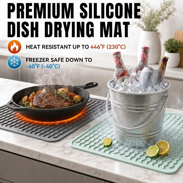 2 Pack Silicone Dish Drying Mat for Kitchen Counter Shower Caddy Rack Waterproof Under Sink Placemats Trivets Coffee Bar Accessories Utensil Holder Essentials Home Dining Decor Must Haves 2026