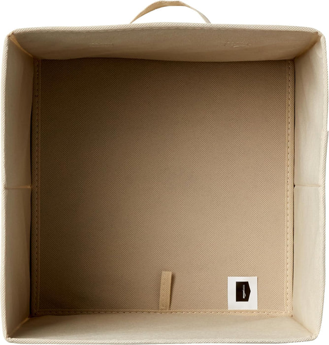 Collapsible Fabric Storage Cubes Organizer with Handles, Sturdy Storage Bins for Organization, 10.5" x 10.5" x 11", Beige, 6-Pack