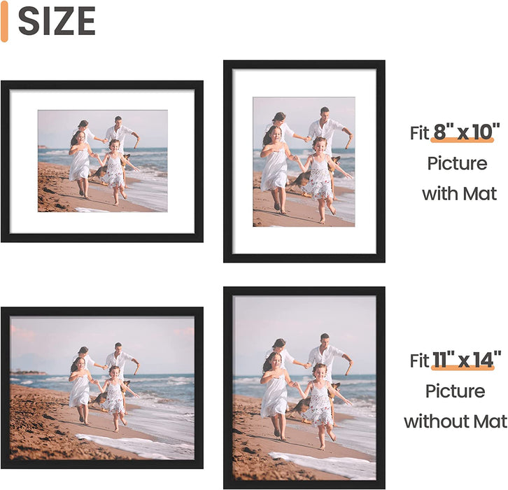 11x14 Picture Frame, Gallery Wall Frames Set of 5, Black