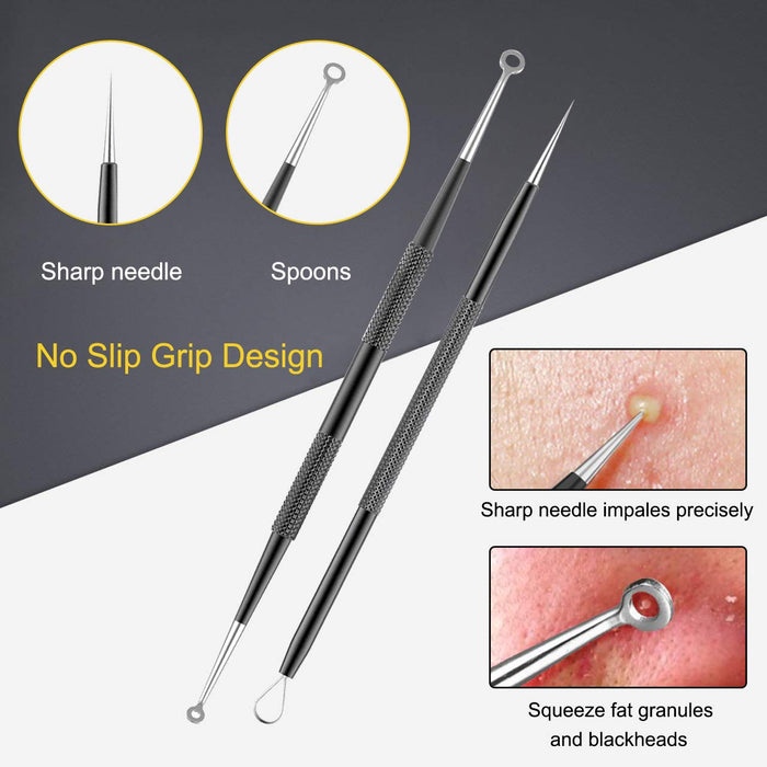 Pimple Popper Tool Kit - 10 Pcs Blackhead Remover Comedone Extractor Kit with Box for Quick and Easy Removal of Pimples,