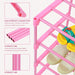 4-Tier Free Standing Pink Shoe Racks, Lightweight Stackable Shelf