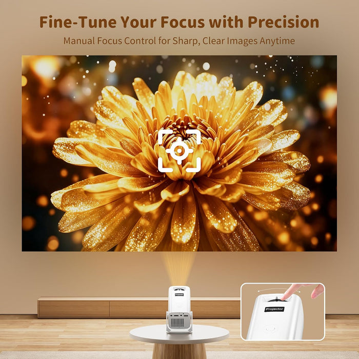 Mini Projector with 4K Support, Portable Short Throw Proyector