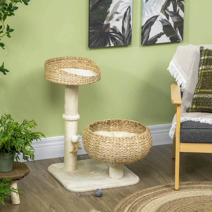Elevated Cat Bed with Sisal Scratching Post