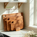 Deep-Carbonized Bamboo Cutting Boards for Kitchen with Wood Storage Stand, Reversible Charcuterie & Chopping Boards with