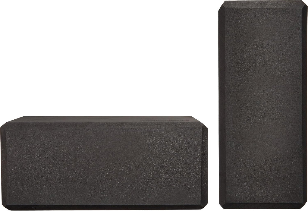 Non-Slip Yoga Blocks, Set of 2, Deepen Poses, 4" x 9" x 6", Black
