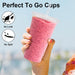100 Pack 20 oz Plastic Coffee Cups with Lids, Disposable Clear Cups