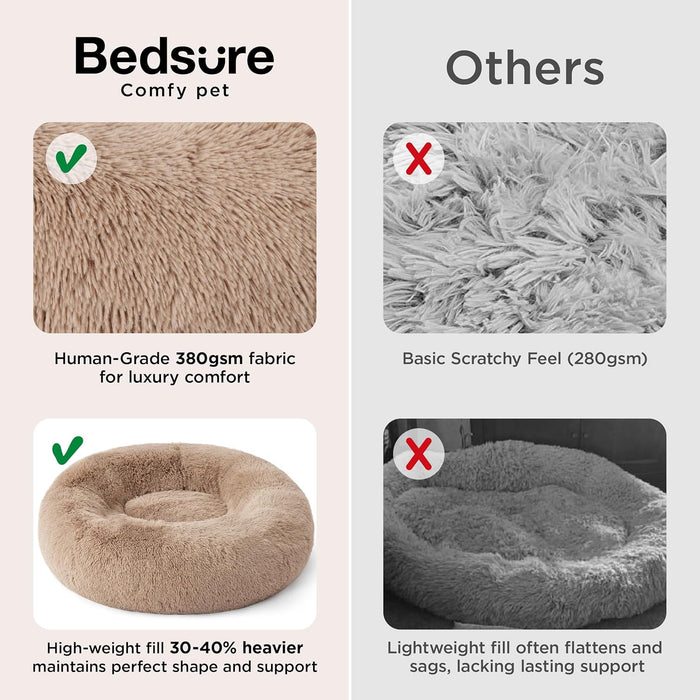 Calming Dog Bed Medium Size Dog Donut Washable Pet Bed,30ins Camel