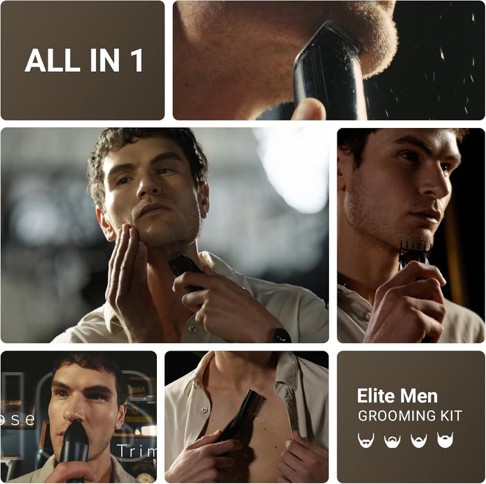 Rechargeable Beard Trimmer for Men: 𝟏𝟐-in-1 Grooming Kit