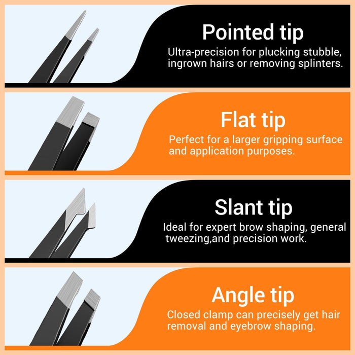 Tweezers for Men, 8 in 1 Professional Eyebrow Tweezers Kit with Eyebrow Trimmer & Scissors, Razor, Brush, Skin Care Tools