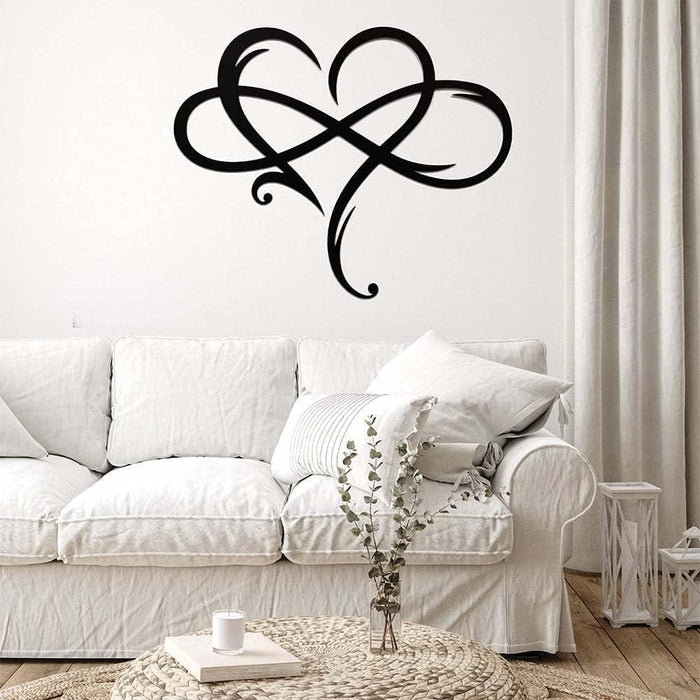 Infinity Heart Wall Decor, Unique Infinity Heart Metal Art Wall Decor Love Sign Steel Wall Plaques Bedroom Ornaments for