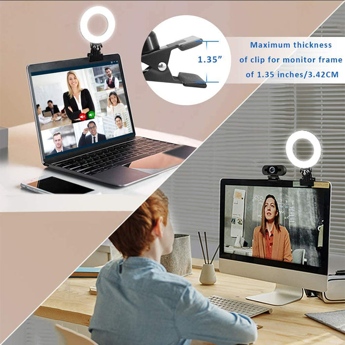 Video Conference Lighting Kit, Ring Light for Monitor Clip On