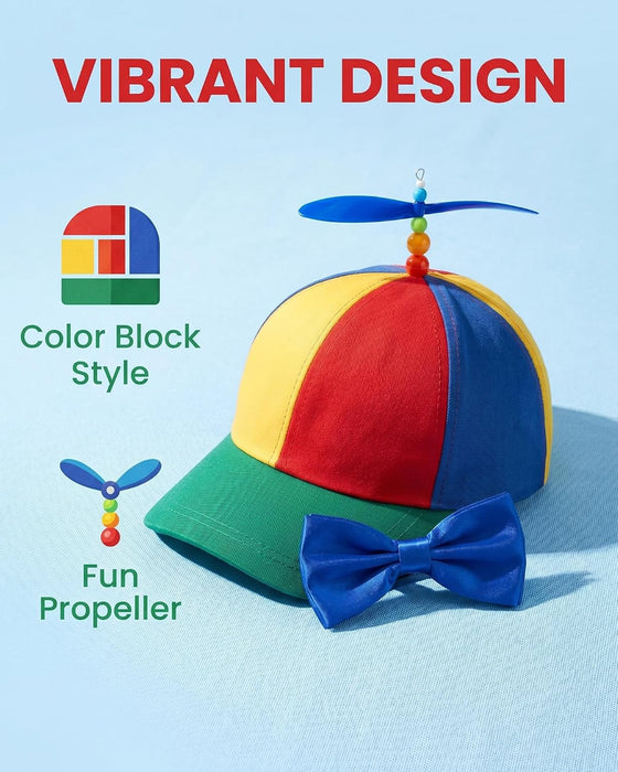 Rainbow Propeller Hat for Adults Helicopter Baseball Cap Party