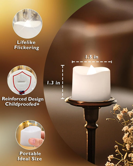 24-Pack Flameless Tea Lights Candles Battery Operated, 200+ Hours
