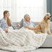 Faux Fur Throw Blanket for Couch, Fuzzy Soft Plush Thick Bubble Blanket for Sofa Bedroom Living Room, 50 * 60 Inches Cream White