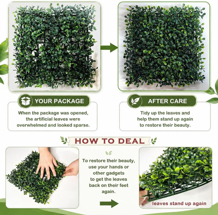 Artificial Grass Wall Panel,10"x 10"(12Pcs) Boxwood Faux Green Wall Panels for Interior Wall, Backdrop Wall,Garden Wall 