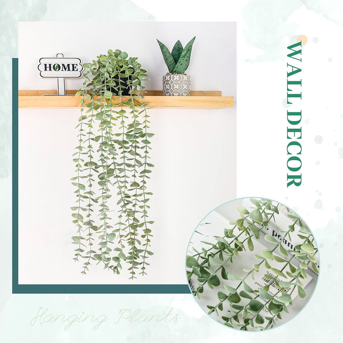 24" Fake Hanging Eucalyptus Plant for Bathroom Wall Art Decor