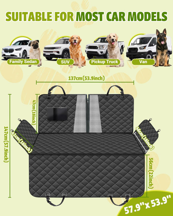Dog Car Seat Cover, 600D Heavy Dute Car Seat Cover for Dogs Pets, 100% Waterproof Anti-Scratch Nonslip Dog Hammock for Cars, Seat Covers Protector with SeatBelt for Sedan SUV Truck Standard Black
