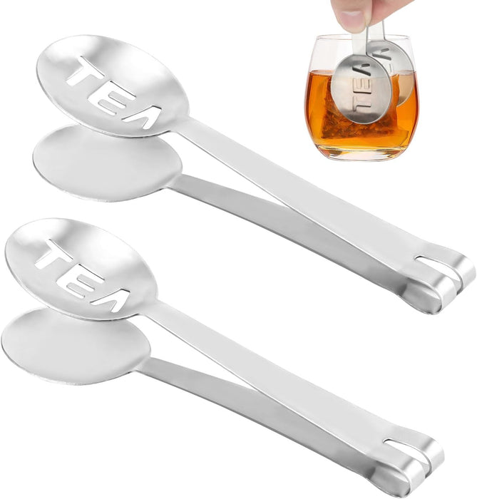 2pcs Tea Bag Squeezer, Stainless Steel Tea Spoon for Loose Tea Ice Sugar Cubes Tea Spoon Tea Strainers Tea Tongs Clip on