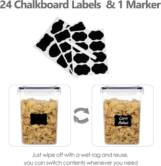 Airtight Food Storage Containers Set, 14 PCS Kitchen Storage Containers with Lids for Flour, Sugar and Cereal, Plastic Dry Food Canisters for Pantry Organization and Storage