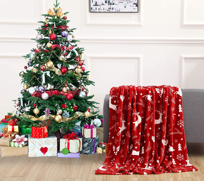 Luxury Velvet Super Soft Christmas Prints Fleece Blanket-Holiday Theme Home Décor Fuzzy Warm and Cozy Throws for Winter 